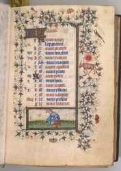 Heures de Charles le Noble, roi de Navarre 1361-1425 : fol. 4r, Avril, vers 1405