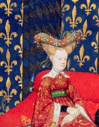 Isabeau de Bavière, reine de France (1371-1435), des poèmes de Christine de Pisan, c.1410-15 (détail)
