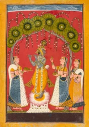 Krishna jouant de la flûte, folio d