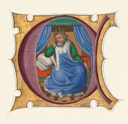 Initiale C avec David (Roi Saül ?)
