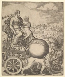 Cybèle dans son char tiré par deux lions, 1530-60