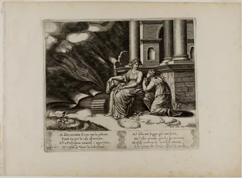 Proserpine donne à Psyché la boîte de beauté