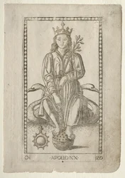Apollon de la série Tarocchi, série D : Apollon et les Muses, #20, avant 1467