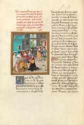 Jacques de Lalaing agenouillé devant les comtes du Maine et de Saint Pol