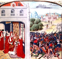 Consécration du Pape Grégoire IX à Avignon France (pontificat en 1227-1241) par Jean Froissart (vélin)