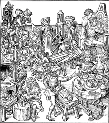 Mercure et ses enfants. Illustration du Housebook, années 1480