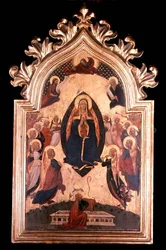 Madonna dans une mandorle avec des anges musiciens