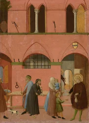 Saint Antoine distribuant ses richesses aux pauvres, vers 1430-1435 (tempera sur panneau de peuplier)