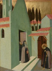 Saint Antoine quittant son monastère, vers 1430-1435 (tempera sur panneau de peuplier)