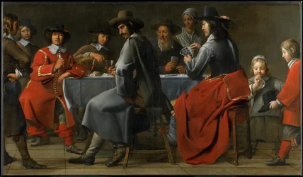 Rassemblement de joueurs avec joueur de vielle, c.1660