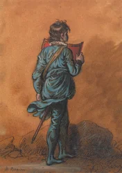 Un Page en Bleu avec un Bouclier Rouge