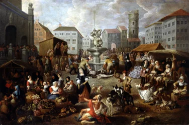 Scène de marche - peinture du 18ème siècle