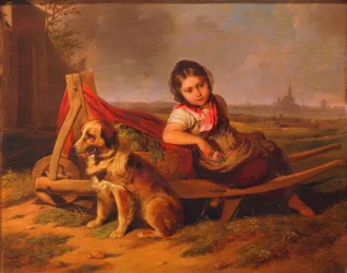 Fille avec chien devant Vienne