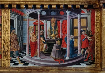 Madone et Enfant avec les saints Jacques, Augustin, Bernardin et Marguerite, premières décennies du 14e siècle