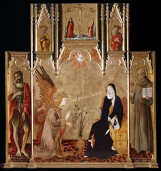 Annonciation avec les saints Jean-Baptiste et Bernardino de Sienne. La Crucifixion. Saints Pierre et Paul, entre 1455 et 1464