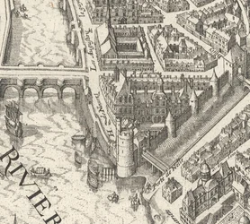 Hôtel de Nevers sur le plan Merian de Paris de 1615 - David Rumsey