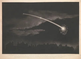 Représentation du météore vu à Paddington environ 12 minutes avant 11 heures, le soir du 11 février 1850