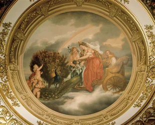 Junon dans son char accompagnée de deux paons, plafond du salon Élisabeth