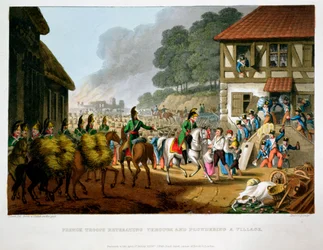 Troupes françaises en retraite et pillant un village, 1816