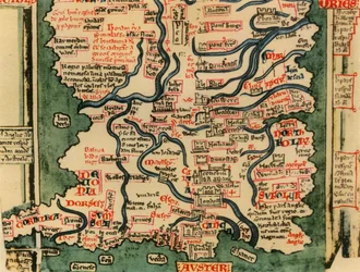 Carte de Grande-Bretagne de Matthew Paris, vers 1250, 1944