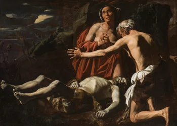 Adam et Ève pleurent la mort d