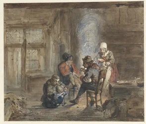 Intérieur avec une famille autour d