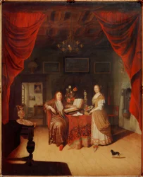 Un érudit et sa femme dans un intérieur