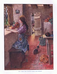 Elle a pris la fleur de sa poitrine, illustration de Contes de fées de Lady Ann, 1914