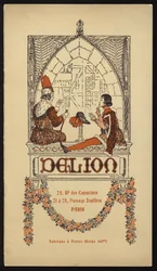 Illustration de couverture pour le catalogue de chapeaux publié par Delion, Paris, en 1908