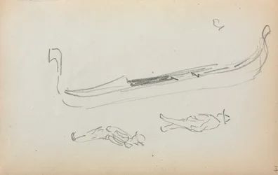 Carnet de croquis italien : Gondole et deux gondoliers page 14, 1898-1899