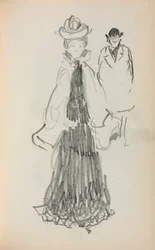 Carnet de croquis italien : Femme debout et homme page 125, 1898-1899