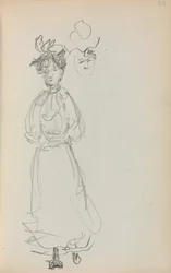 Carnet de croquis italien : Femme debout, page 52, 1898-1899