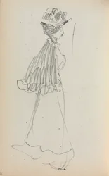 Carnet de croquis italien : Femme debout de profil page 130, 1898-1899
