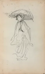 Carnet de croquis italien : Femme debout avec un parasol page 259, 1898-1899