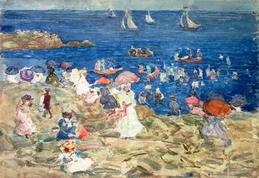 Scène de plage en Nouvelle-Angleterre, c.1896-97