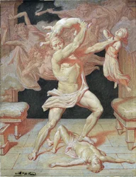 Hercule rendu fou par Héra massacre ses enfants