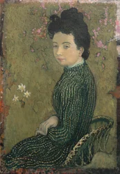 Eva Meurier en robe verte