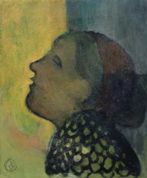 Tête levée de profil, c.1890