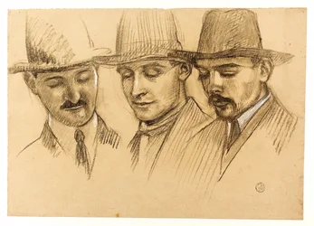 Portraits du Père Couturier, Charles Plessard et André Lecoutey. Étude pour la coupole Dutuit : les trois architectes de l