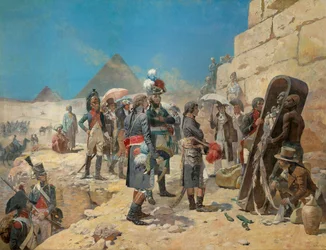 Napoléon Bonaparte devant les pyramides contemplant la momie d