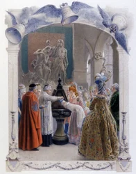 Scène de baptême noble du 18ème siècle, c.1900 (illustration)