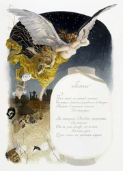 Février « La Chanson du mois » par Jérôme Doucet, illustration - Maurice Leloir, éd. Reims 1904. L. Michaud