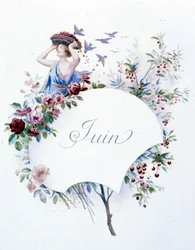 Juin "La Chanson du mois" par Jérôme Doucet, illustration - Maurice Leloir, éd. Reims 1904. L. Michaud