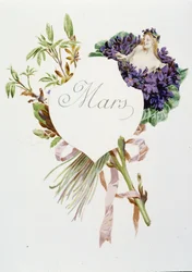 Mars "La Chanson du mois" par Jérôme Doucet, illustration - Maurice Leloir, éd. Reims 1904. L. Michaud