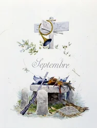 Septembre « La Chanson du mois » par Jérôme Doucet, illustration - Maurice Leloir, éd. Reims 1904. L. Michaud