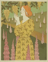Cytises et digitales - Femme avec glycine et digitales