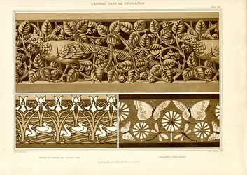 Frises ornementales avec motifs animaliers (litho)