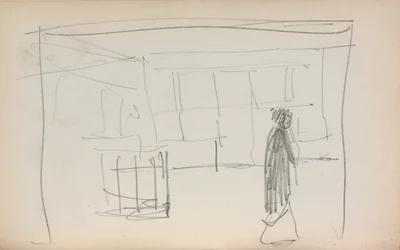 Carnet de croquis italien : Personnage dans un intérieur (page 175)