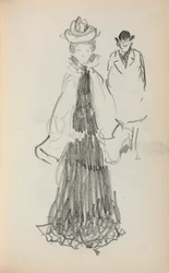 Carnet de croquis italien : Femme et homme debout (page 125)
