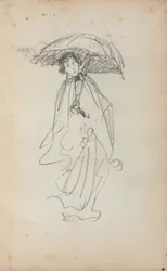 Carnet de croquis italien : Femme debout avec parasol (page 259)